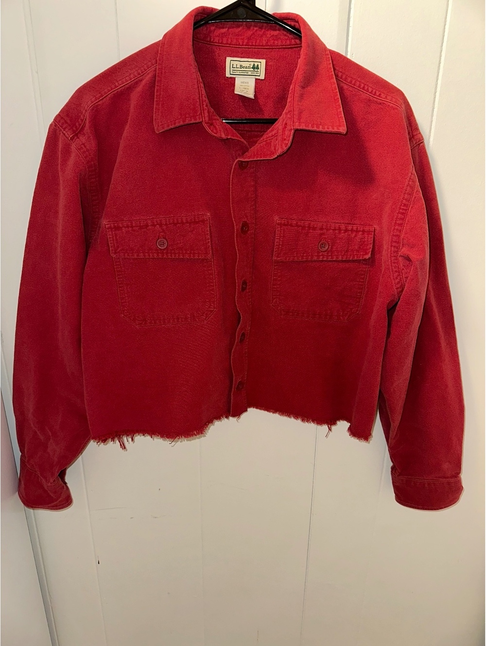 L.L. Bean Men's Red Cotton Corduroy Button-Up Shirt Jacket, Size Large Regular,